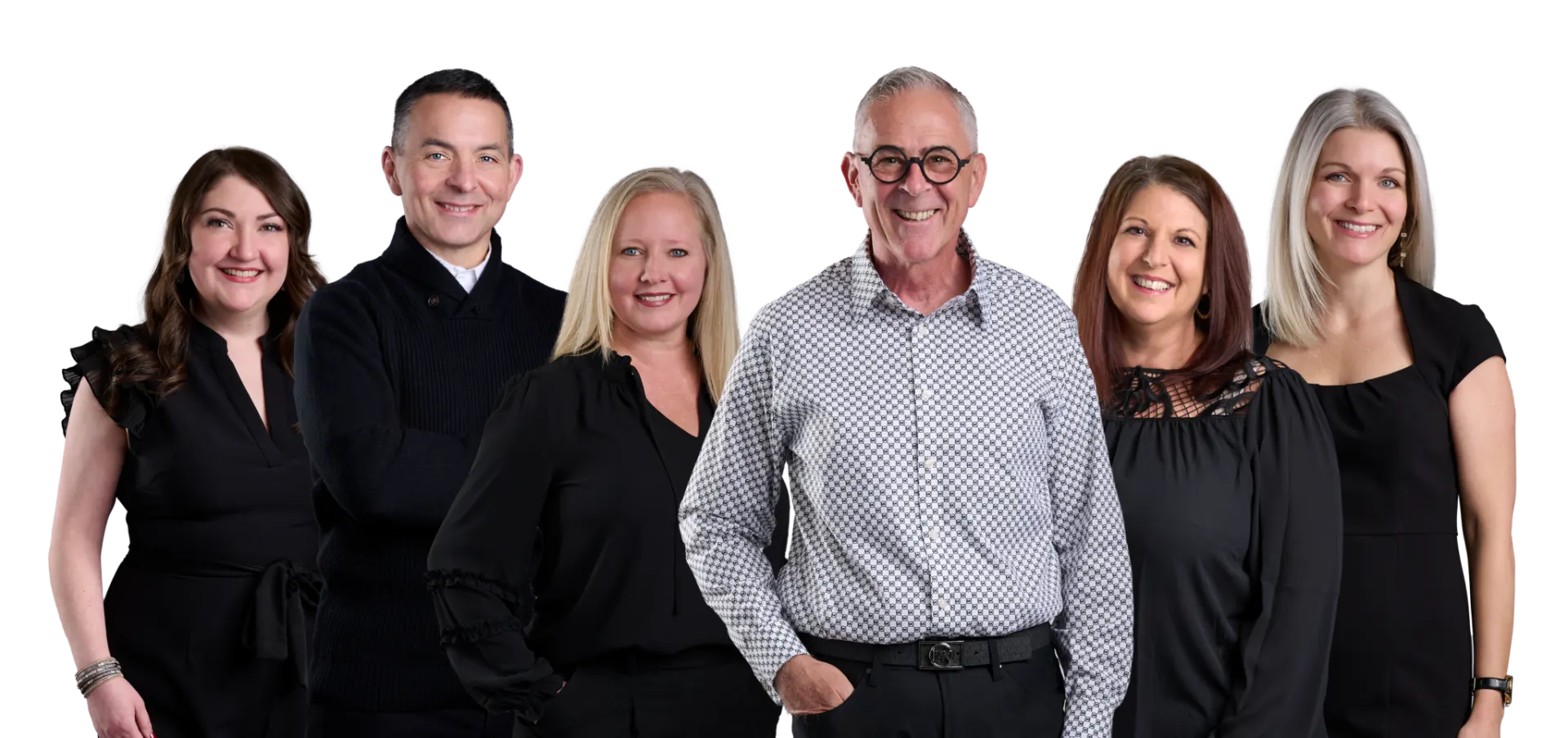 Composite group photo example showing team members professionally photographed